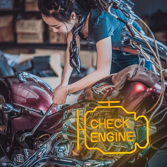 NEW Check Engine Light Neon Signs for Wall Decor, LED Garage Neon Signs Wall Art - Picture 5 of 9